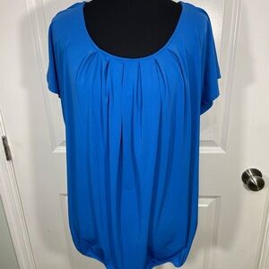 New York & Company Royal Blue Pleated Blouse